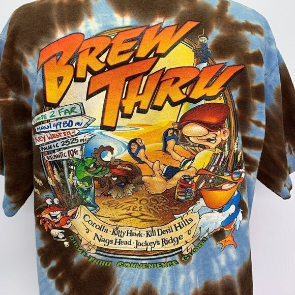 Sundog T Shirt Small Blue Brew Thru Outer Banks North Carolina Beach Tie Dye - Picture 8 of 9